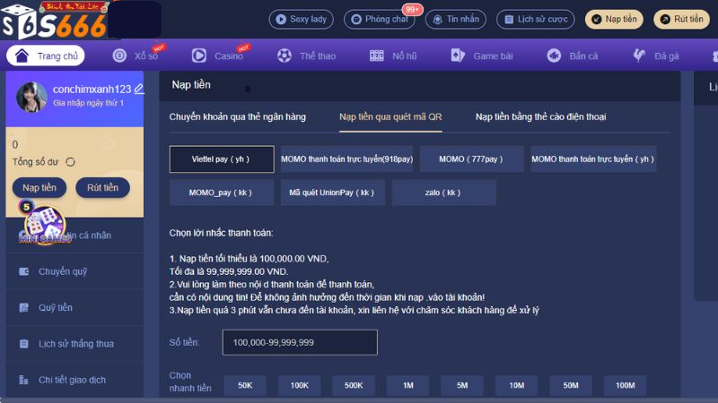 Nhà cái hỗ trợ đa dạng hình thức nạp tiền khác nhau